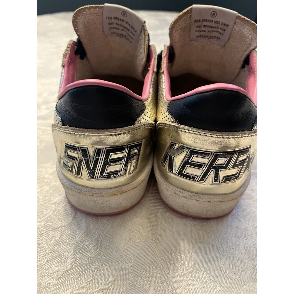 Golden Goose Gold Ballstars Leather Gold with Pink Trim Size 37/7 - Picture 4 of 13